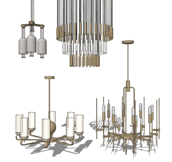 现代铁艺吊灯su草图模型下载