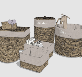 现代儿童收纳篓，收纳筐su草图模型下载