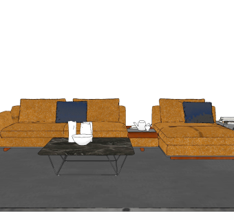 现代皮革转角沙发