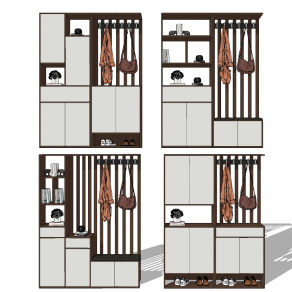 现代入口玄关柜鞋柜换鞋柜su草图模型下载