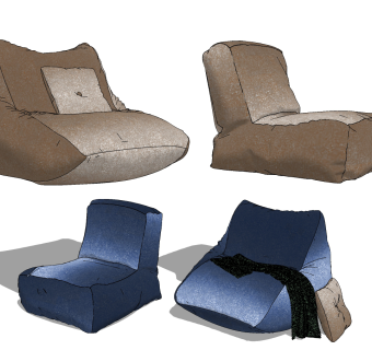 现代懒人沙发su草图模型下载