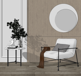 现代休闲椅su草图模型下载