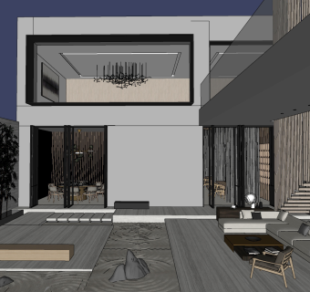 现代别墅庭院景观茶室茶桌椅，沙发 (1)