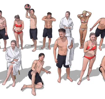 欧式泳装游泳沙滩海滩传浴袍的人物