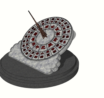 04新中式日晷，时间罗盘su草图模型下载