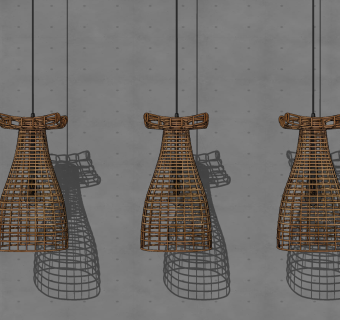 东南亚日式新中式藤编编织吊灯
