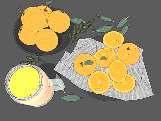 果汁橘子，果盘