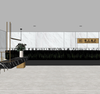 现代办公室，售楼处，前台接待su草图模型下载