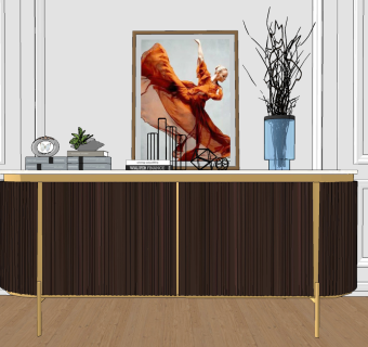 现代轻奢边柜，电视柜su草图模型下载