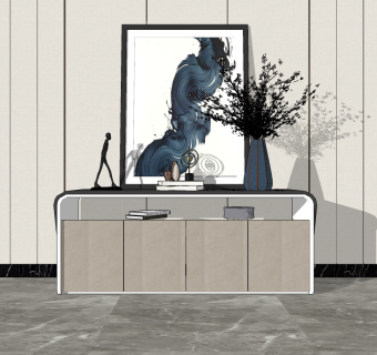 现代轻奢电视柜su草图模型下载