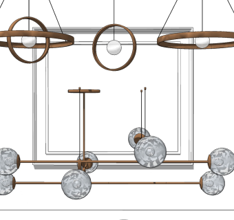 现代球形小吊灯su草图模型下载