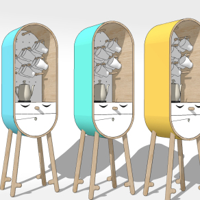 北欧现代儿童卡通造型边柜su草图模型下载