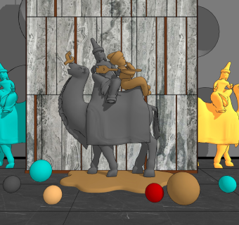 西域骆驼人物雕像雕塑su草图模型下载