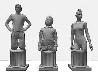 现代不锈钢人物<em>雕塑雕像</em>饰品摆件su草图模型下载