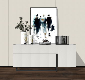 现代电视柜边柜su草图模型下载