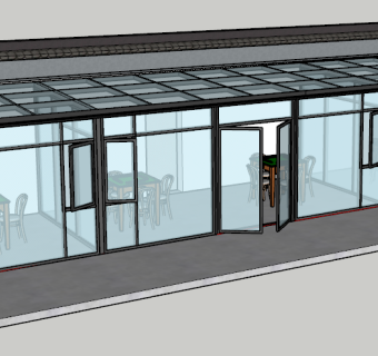 02钢结构阳光房，su草图模型下载