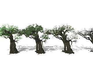 <em>大树</em>，古树，雪景树su草图模型下载