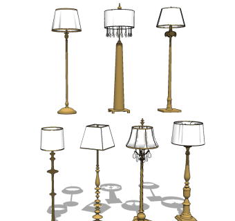 简欧式落地灯su草图模型下载