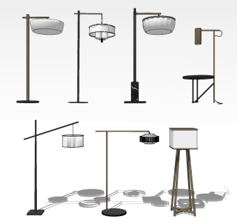 现代新中式落地灯su草图模型下载