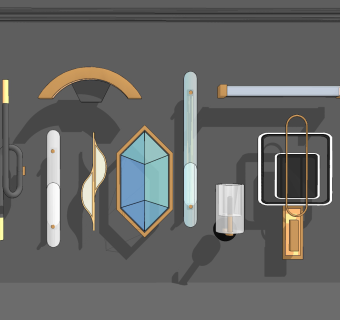 现代壁灯，镜前灯su草图模型下载