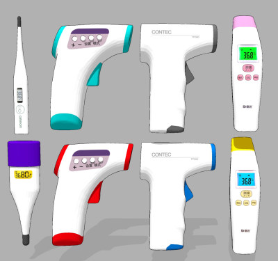 电子体温枪温度计su草图模型下载