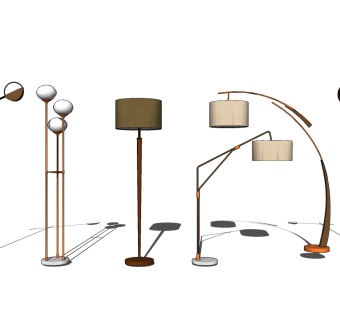 现代落地灯su草图模型下载