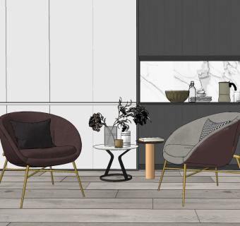 现代轻奢休闲椅su草图模型下载