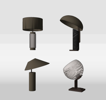 现代台灯组合su草图模型下载