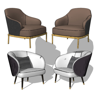 现代休闲椅su草图模型下载