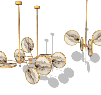 新中式吊灯组合su草图模型下载