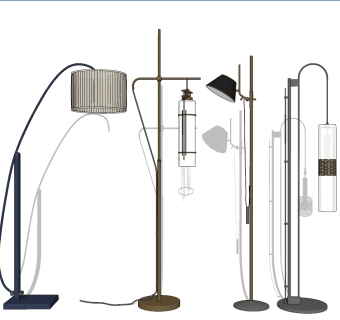新中式落地灯组合su草图模型下载
