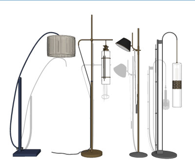 新中式落地灯组合su草图模型下载