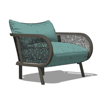 新中式休闲椅su草图模型下载