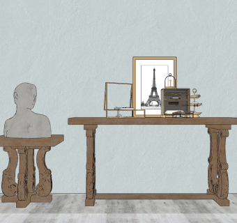 欧式玄关柜su草图模型下载