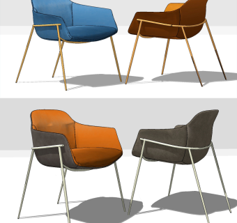 现代单椅休闲椅su草图模型下载