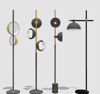 现代落地灯组合su草图模型下载