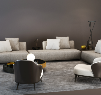 现代转角沙发su草图模型下载