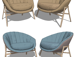 现代单人休闲椅，椅子su草图模型下载