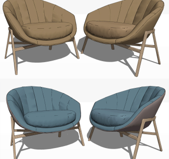 现代单人休闲椅，椅子su草图模型下载