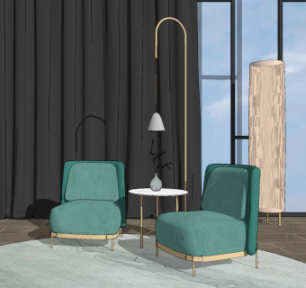 现代轻奢休闲椅su草图模型下载