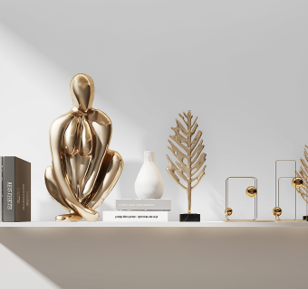 现代金属装饰摆件组合su草图模型下载