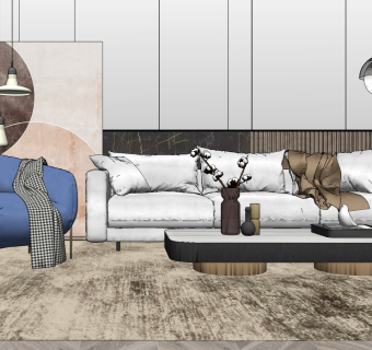 现代沙发组合su草图模型下载