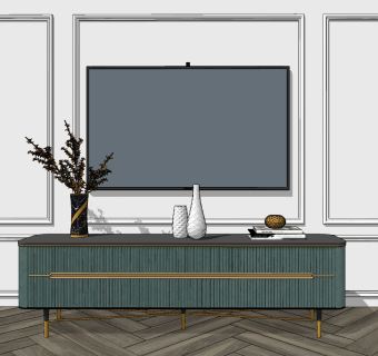 代轻奢电视柜su草图模型下载