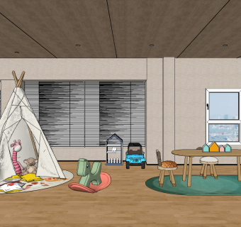 现代儿童教室su草图模型下载