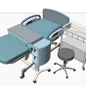 现代医用器材病床su草图模型下载