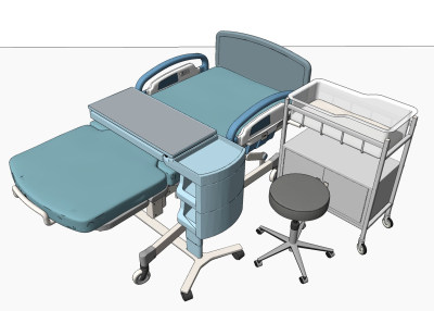 现代医用器材病床su草图模型下载