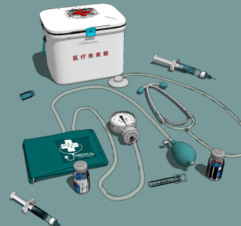 现代医疗急救箱设备组合su草图模型下载