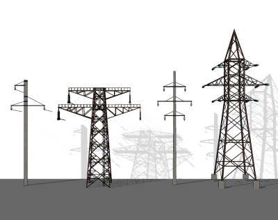 现代户外电线杆su草图模型下载
