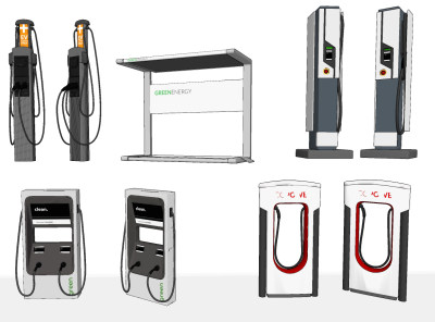 现代汽车充电桩su草图模型下载