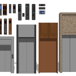 现代电梯厅门su草图模型下载